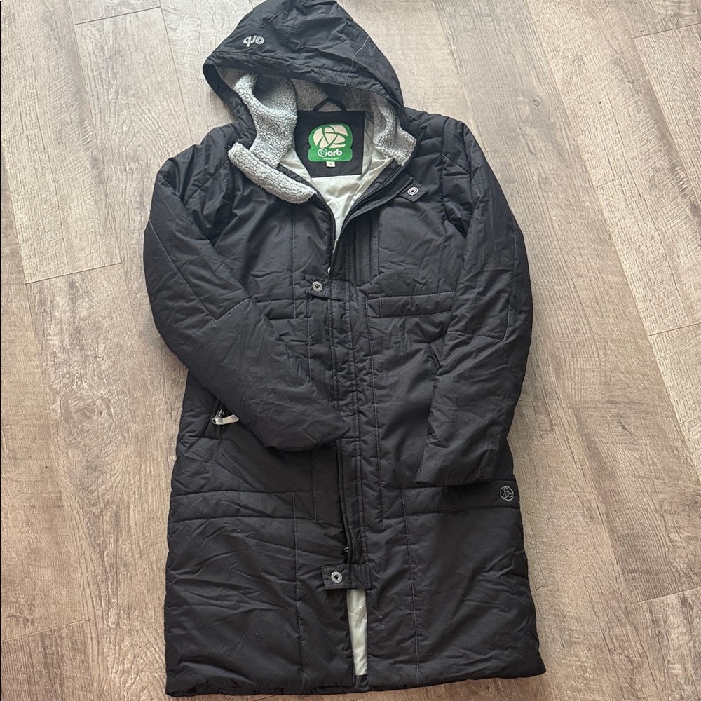 Orb Black Hooded Coat